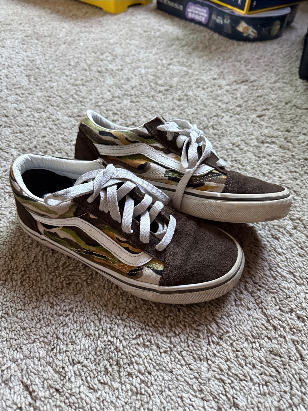 Vans Brown Suede & Green Camo Low Top Sneakers
